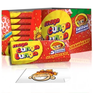 MEGA CUNGA LUNGA’ 5 TATTOO BUBBLE GUM STRAWBERRY 15g 6X360g