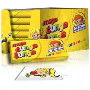 MEGA CUNGA LUNGA’ 5 TATTOO BUBBLE GUM TUTTI-FRUTTI 15g 6X360g