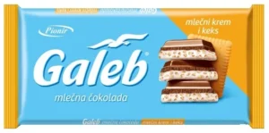 PIONIR’ GALEB MILK CHOCOLATE FILLED WITH MILK CREAM AND BISCUIT 100g