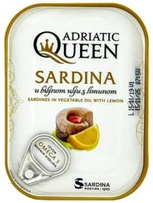 ADRIATIC QUEEN’ SARDINES IN VEGETABLE OIL WITH LEMON 105g