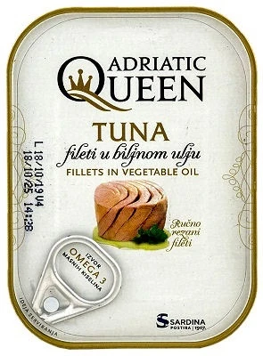 ADRIATIC QUEEN’ TUNA FILLETS IN VEGETABLE OIL 105g