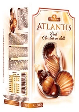 VITAMINKA PRILEP' ATLANTIS CHOCOLATE SEASHELLS BOX DARK 200g *new*