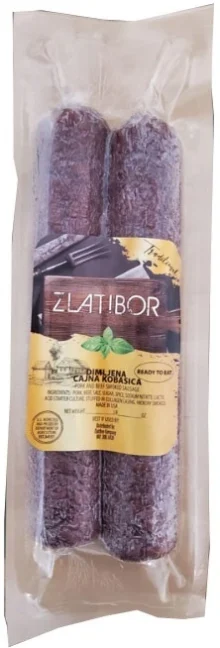 20825 ZLATIBORAC' SMOKED TEA SAUSAGE PORK & BEEF 'DIMLJENA CAJNA KOBASICA'