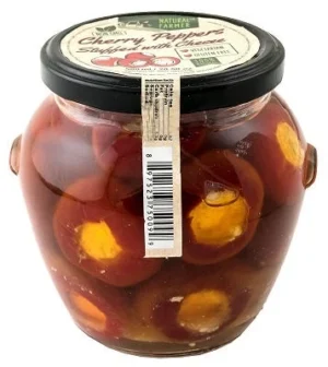 NATURAL FARMER' RED CHERRY PEPPERS WITH CHEESE 580ml